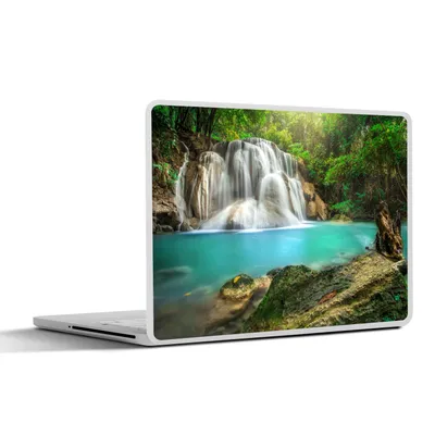 Produktbild von MuchoWow® Laptop Aufkleber Sticker Cover Wald - Wasserfall - Natur 36.5x27.5 cm - Laptop-Sticker