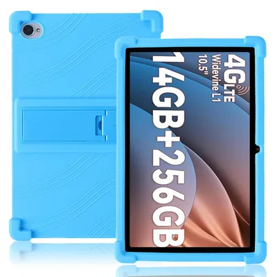 Image de Étui de protection pour tablette Blackview Tab 15 / Tab 15 Pro 10,5 pouces, en silicone souple résistant aux chocs, avec support intégré, couleur bleu clair