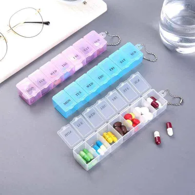 Obrázek produktu pro Box na tablety - Box na tablety - Úložný kontejner - Po-Ne - 7 dní - Box - Modrý