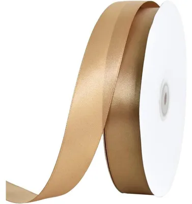Productafbeelding van Satijnlint, goudkleurig, 2,5 cm breed x 91 meter, 1 rol, geschikt voor het inpakken van cadeaus en feestdecoratie