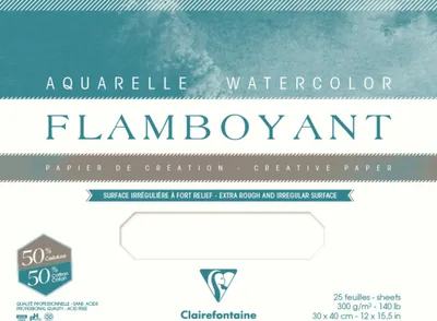 Produktbild von Clairefontaine Flamboyant, Aquarellpapier 20 Blatt, 31x41 cm - 975065C