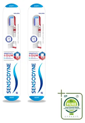 Produktbild von 2 x Sensodyne Zahnbürste Gevoelig & Tandvlees für empfindliche Zähne und Zahnfleisch - Großpackung - 2 Stücke