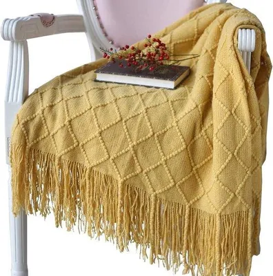 Immagine prodotto di Coperta in lana lavorata a maglia, ideale per divano o camera da letto - Colore kaki - 130 x 180 cm