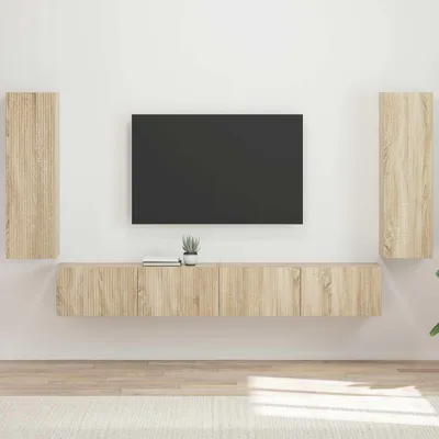 Produktbild von "Schlussverkauf" TV-Wandregal-Set Wandmontiert - 4 Stück - WohnzimmerTV-Möbel/TV-Tisch - Sonoma-Eiche Holzwerkstoff  C14308
