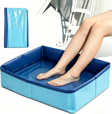 Produktbild von Zusammenklappbares Pool-Fußbad für Strandfußwäsche, kein Einbau, 19.69" tragbares Fußbad-Waschbecken, Quadratisch