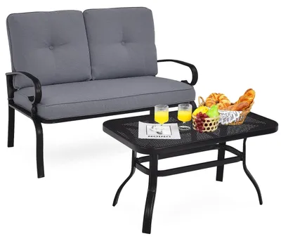 Immagine prodotto di Panca da giardino - Panca da esterno - Panca per balcone - Panchina - Set da giardino con sedute - Comoda, con cuscini