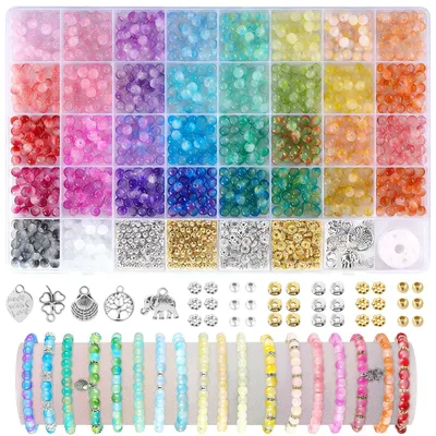Kralenset, 1438 Glasperlen, 34 Farben, DIY-Armbänder