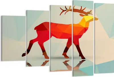 Produktbild von Bild auf Leinwand - Leinwandbild - Hirsch Illustration modern Grafik - 150x100cm - Wand Bild - Wanddeko - Leinwanddruck - Bilder - Kunstdruck - Leinwand bilder - Wandkunst - EG150x100-2811