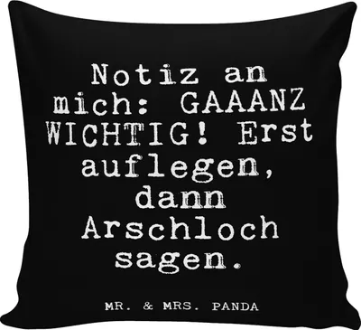 Produktbild von Mr. & Mrs. Panda Dekokissen Notiz an mich: GAAANZ... - Schwarz - Geschenk, Freundin, kissen für sofa, Junggesellinnenabschied, Sprüche, Weiches, Spruch, Single, Exfreund