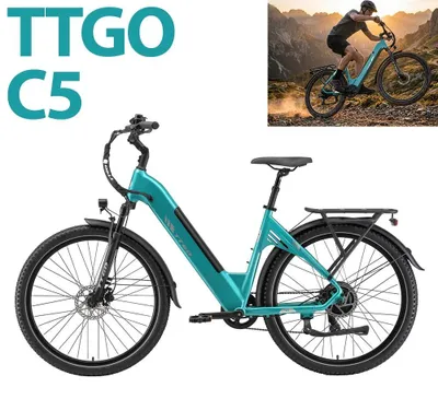 Obrázek produktu pro Elektrické kolo C5 - Trekkingové elektrokolo, 48V, 13,5Ah - Motor 250W, 70 Nm, maximální rychlost 25 km/h - Kola 70 cm, pneumatiky 6 cm - Hydraulické kotoučové brzdy - odpružená vidlice a odpružená sedlovka, LCD displej