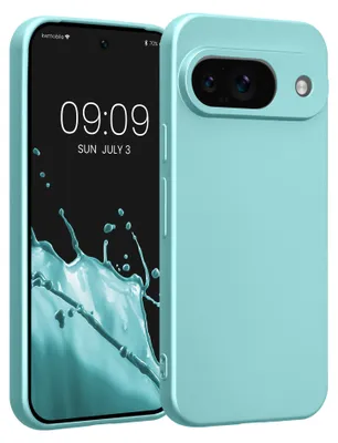 Produktbild von kwmobile Handyhülle für Google Pixel 9 Hülle - weiche Silikon Case metallisch schimmernd - Schutzhülle Cover - Metallic Mintgrün