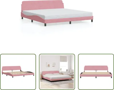 Produktbild von The Living Store Bettgestell mit Kopfteil Rosa 200x200 cm Samt