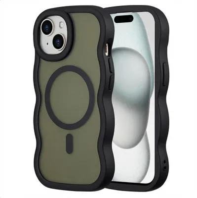 Produktbild von Selencia Wavy Backcover mit MagSafe iPhone 15 - Schwarz