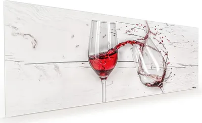 Produktbild von Küchenrückwand Spritzschutz Glas mit Motiv Rotweingläserfall 40 x 40 cm