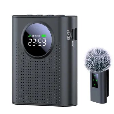 Produktbild von 15 W Mini Sprachverstärker mit drahtlosem Ansteckmikrofon, tragbares Lautsprechersystem für Unterricht, Senioren, Yoga & Tourguides