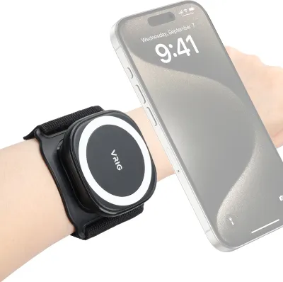 Obrázek produktu pro VRIG MG13 Magnetický náramek na mobilní telefon, magnetický držák na mobilní telefon na zápěstí, náramek, magnetický držák na mobilní telefon, náhrada za iPhone 16/15/14/13/12, mobilní telefony Android, vlog live streaming