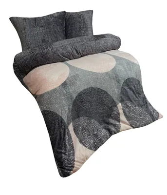 Produktbild von leonado vicenti, Bettwäscheset, Cashmere-ähnliche Teddyplüsch Mikrofaser, Kreise, Rosa Grau Anthrazit, 200x220 cm, mit Reißverschluss, 3-teilig, Allergikerfreundlich