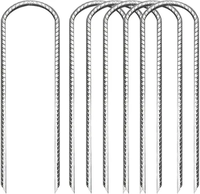 Imagen del producto de Estacas para tienda de forma en U, de 30 cm, paquete de 6 unidades, fabricadas en acero galvanizado, para camping
