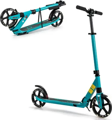 Obrázek produktu pro KOMFOTTEU dětská koloběžka se 2 kolečky, LED a brzdou, skládací skateboard, 3 nastavitelné výšky, hliníková koloběžka se stojanem a pásem, nosnost 100 kg, pro děti od 8 let