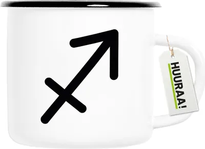 Produktbild von Huuraa Emaille Tasse Schütze Sternzeichen Zeichen 300ml Vintage Campingbecher Geschenkidee