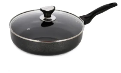 Bratpfanne 26 cm mit Deckel, Induktion, Antihaft, Aluminium, Schwarz