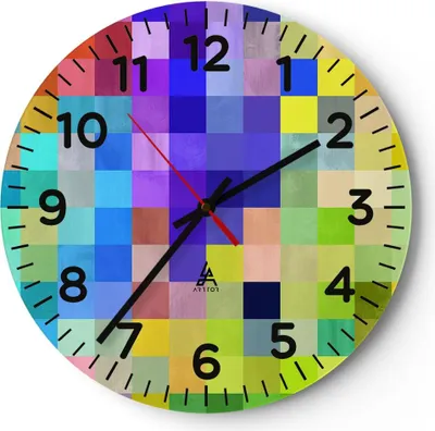 Produktbild von Wanduhr - Rund - Glasuhr - Abstraktion modern - 40x40cm - Schleichendes Uhrwerk - Lautlos - zum Aufhängen bereit - Dekoration Modern - Wanddekoration aus Glas - C4AR40x40-4009
