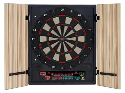 Obrázok produktu pre oneConcept Dartmaster 180 automat na šípky, elektronický terč, e-šípky, terč až pre 8 hráčov, virtuálny súper, LED displeje, 12 šípok, béžová