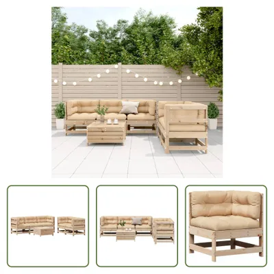 Produktbild von The Living Store 6-tlg. Garten-Lounge-Set mit Kissen Massivholz Kiefer