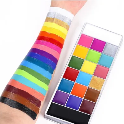 Produktbild von Körperfarben Set 20 Farben mit 10 Pinseln, Halloween Gesichtsfarbe für Theaterschminke, Kinderschminken, Babybauch Bemalen, Schminke Karneval