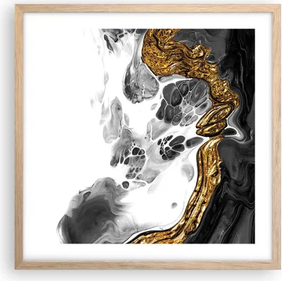 Produktbild von Gerahmtes Poster - Rahmen in heller Eiche - Abstraktion verschüttet Kontrast - 50x50 cm - Wand Bild - Wanddeko - Wandbilder - Kunstposter - Wandposter - Bilderrahmen - Bilder - P2NAC50x50-4498