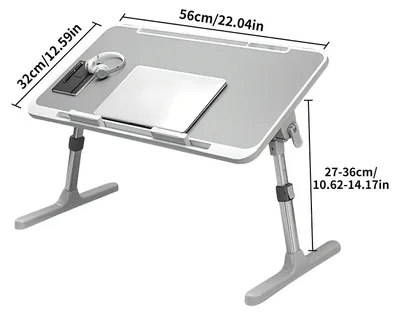 Zdjęcie produktu dla Stolik składany do laptopa - stolik nocny do łóżka - regulowana wysokość - ergonomiczna powierzchnia - do użytku w łóżku, na sofie lub na podłodze - kolor: Table-A