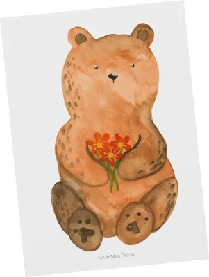 Produktbild von Mr. & Mrs. Panda Fotokarte Bär Dankbar - Weiß - Geschenk, Grußkarte, Ansichtskarte, Dankeschön, Postkarte, Kunstkarten, Blumen, Danke, Postkarten, Ansichtskarten, Teddy