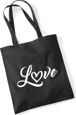 Produktbild von Huuraa Jutebeutel Love Herz Hearth 10 Liter Black Baumwolle Tasche Geschenkidee