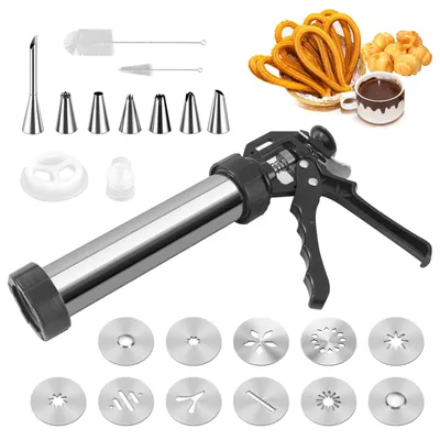Spritzgebäckmaschine mit 11 Keksformen, 7 Spritztüllen, Edelstahl