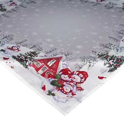 Produktbild von Tischdecke JUNA Schneemänner Weihnachten Polyester 110 x 110 cm