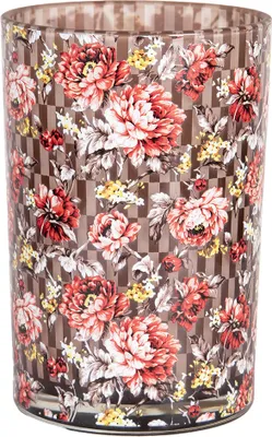 Produktbild von Clayre & Eef Teelichthalter Ø 12x18 cm Braun Rot Glas Blumen