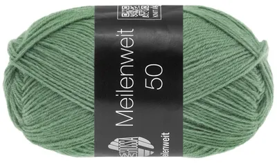 Zdjęcie produktu dla Lana Grossa MEILENWEIT 50 g UNI 4-warstwowa wełna skarpetkowa z 80% wełny dziewiczej 210 m kolor 1377 - szaro-zielony