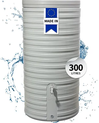 Image de GARANTIA Réservoir NORDIC 300 L, gris clair avec couvercle – durable et élégant pour la collecte d'eau de pluie