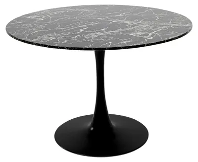 Produktbild von Design Tisch Schickeria, Schwarz, 4-6 Personen, D110cm, Marmor-Optik, Rund, Pflegeleicht, Robust, Esszimmertisch, Stabil, 40kg max. Belastbarkeit, 74x110x110 cm (HxBxT)