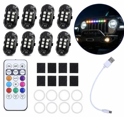 Produktbild von Drohnen LED Licht mit Fernbedienung, 8 Farben Stroboskoplicht USB aufladbar, kabellose Sicherheitsbeleuchtung mit IP65 für Drohne, Motorrad und LKW