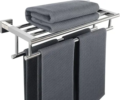 Productafbeelding van Handdoekhouder 50 cm, dubbel, roestvrij staal 304, gepolijst, voor badkamer