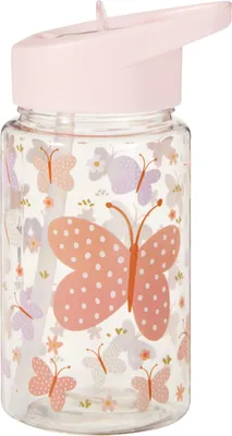 Productafbeelding van Kinderfles met rietje, motief vlinder, 400 ml – roze, H&L