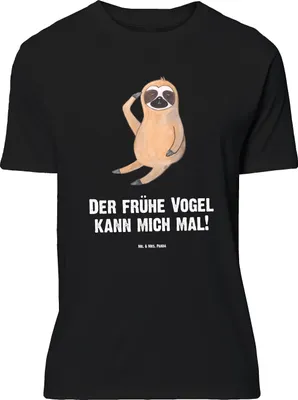 Produktbild von Mr. & Mrs. Panda Größe M T-Shirt Faultier Vogel - Schwarz - Geschenk, Spinner, Tshirt, Shirt, Herren, mit Spruch, Morgenmuffel, Früher