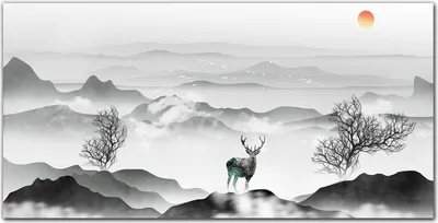Produktbild von Coloray Bild aus Leinwand 120x60 Leinwand Dekoration - Deer Tier Baum nach oben
