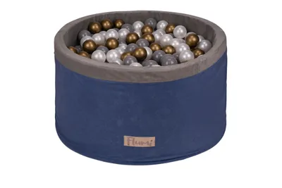 Obrázok produktu pre Flumi Ball Pool Baby - detský bazén s loptičkami 90x40cm s 200 loptičkami ∅ 7cm Vyrobené v EÚ - námornícka modrá + zlaté loptičky
