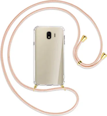 Produktbild von Handykette Backcover-Schutzhülle mit Band (Metall goldfarben) für Samsung Galaxy J4 2018 - rose peach