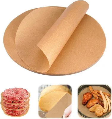 Zdjęcie produktu dla Papier pergaminowy do frytkownicy powietrznej, grilla, burgerów, 100 arkuszy, średnica 22 cm, nieprzywierający