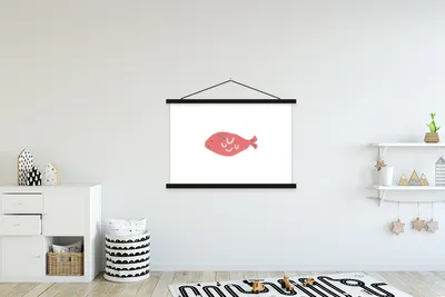 Produktbild von MuchoWow® Textilposter Fisch - Rosa - Pastell 150x100 cm mit schwarzem Rahmen - Schlafzimmer