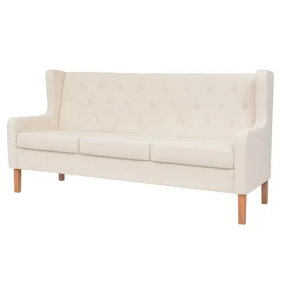 Produktbild von vidaXL 3-tlg. Sofa-Set Stoff Cremeweiß
