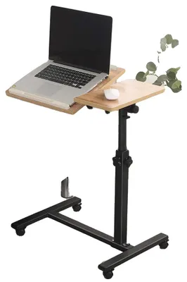 Produktbild von Verstellbarer Computertisch, höhenverstellbar, mobiles Design, Naturholzfarbe